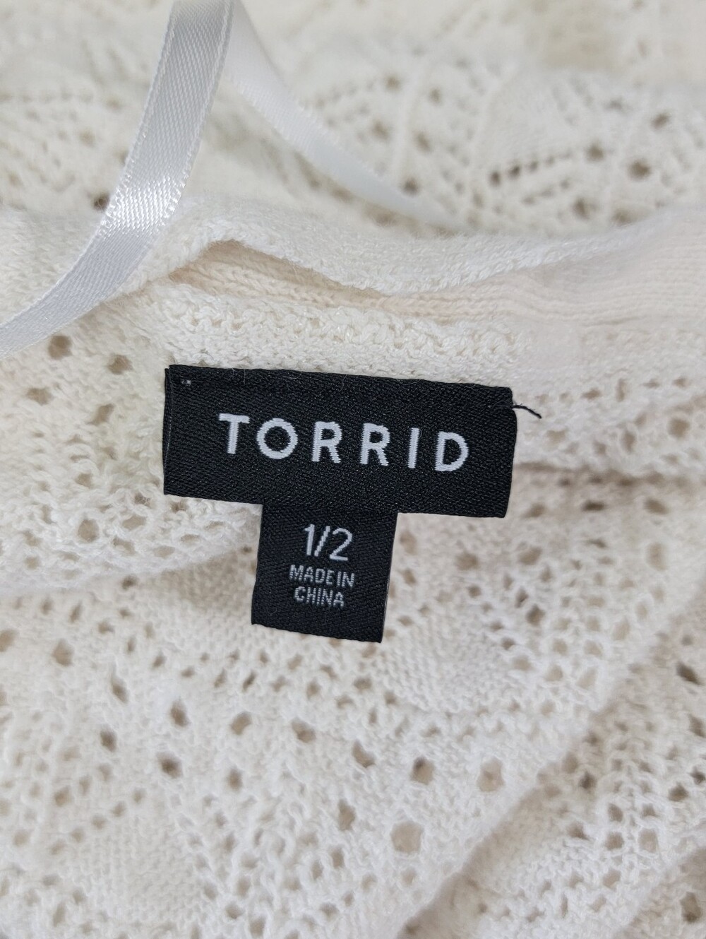 TORRID Ivory Crochet Duster Open Cardigan Short Sleeve Layering Boho Size 1X 2X - Picture 6 of 10